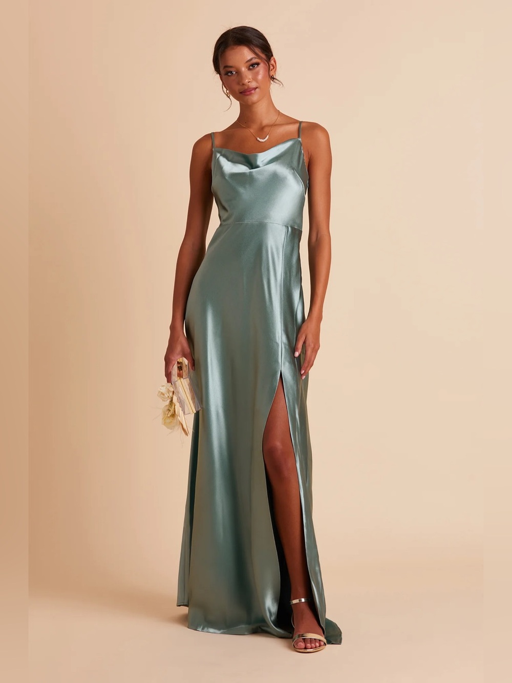 Birdy Grey Lisa Satin Slip Dress - Seafoam